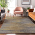 8' X 10' Brown Gold And Taupe Abstract Washable Area Rug With UV Protection