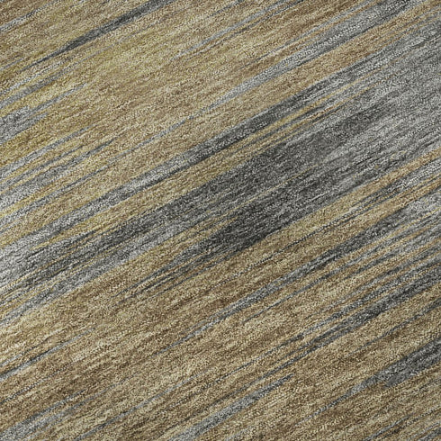 8' X 10' Brown Gold And Taupe Abstract Washable Area Rug With UV Protection