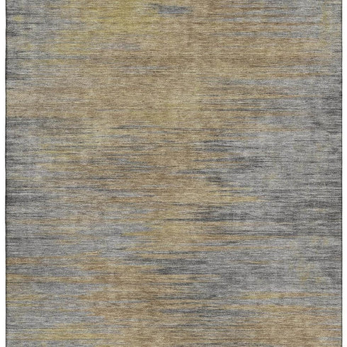 8' X 10' Brown Gold And Taupe Abstract Washable Area Rug With UV Protection