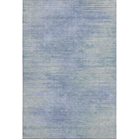 5' X 8' Denim Blue And Ivory Abstract Washable Area Rug With UV Protection