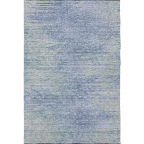 5' X 8' Denim Blue And Ivory Abstract Washable Area Rug With UV Protection