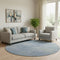8' Denim Blue And Ivory Abstract Washable Round Rug With UV Protection
