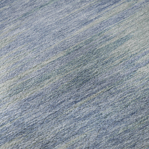 8' Denim Blue And Ivory Abstract Washable Round Rug With UV Protection