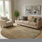 8' Terra Cotta Gray And Beige Abstract Washable Round Rug With UV Protection
