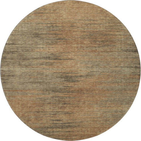 8' Terra Cotta Gray And Beige Abstract Washable Round Rug With UV Protection