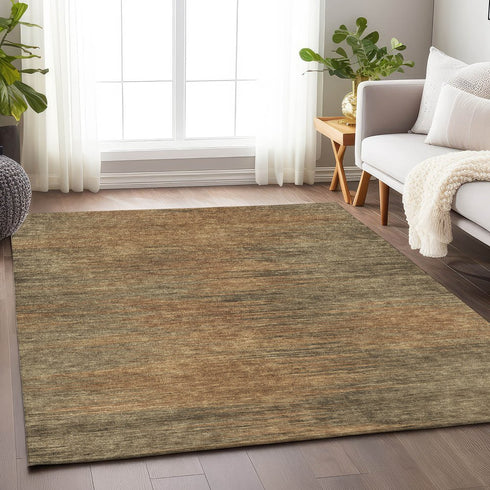 9' X 12' Terra Cotta Gray And Beige Abstract Washable Area Rug With UV Protection