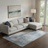 8' X 10' Navy Blue Beige And Taupe Abstract Washable Area Rug With UV Protection