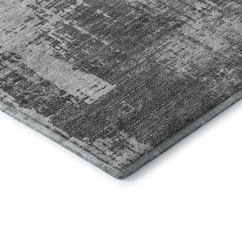 5' X 8' Gray And Silver Abstract Washable Area Rug With UV Protection