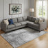8' X 10' Gray And Silver Abstract Washable Area Rug With UV Protection