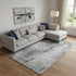 9' X 12' Gray And Silver Abstract Washable Area Rug With UV Protection
