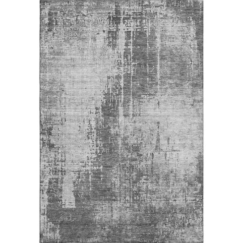 9' X 12' Gray And Silver Abstract Washable Area Rug With UV Protection