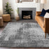 9' X 12' Gray And Silver Abstract Washable Area Rug With UV Protection