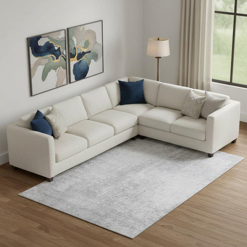 9' X 12' Silver And Gray Abstract Washable Area Rug With UV Protection