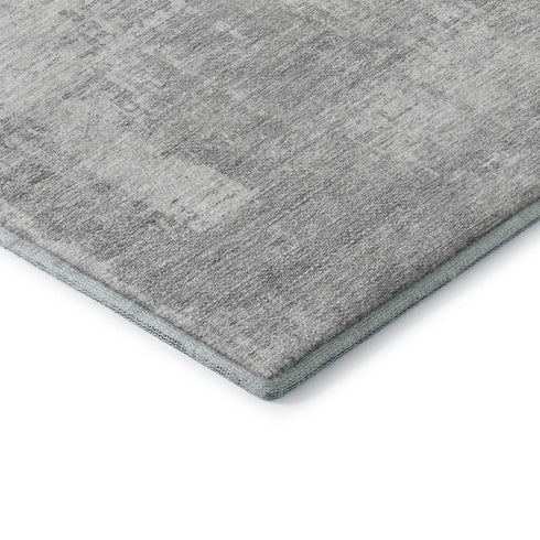 9' X 12' Silver And Gray Abstract Washable Area Rug With UV Protection