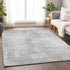 9' X 12' Silver And Gray Abstract Washable Area Rug With UV Protection