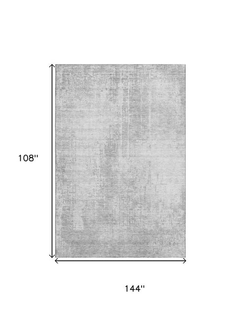 9' X 12' Silver And Gray Abstract Washable Area Rug With UV Protection