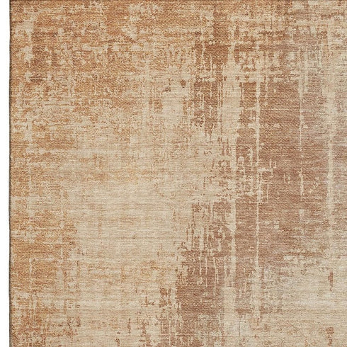 8' X 10' Terra Cotta And Copper Abstract Washable Area Rug With UV Protection