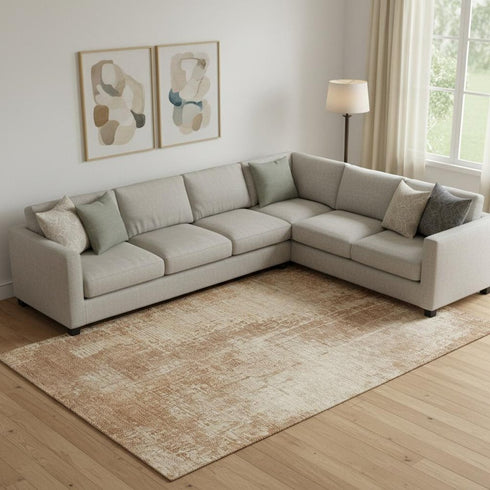 8' X 10' Terra Cotta And Copper Abstract Washable Area Rug With UV Protection
