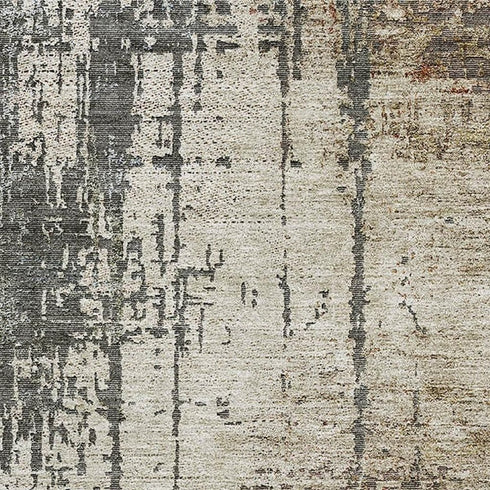 5' X 8' Beige Gray And Brown Abstract Washable Area Rug With UV Protection