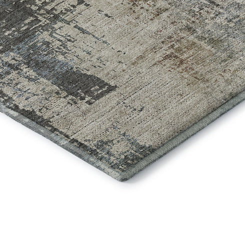 9' X 12' Beige Gray And Brown Abstract Washable Area Rug With UV Protection