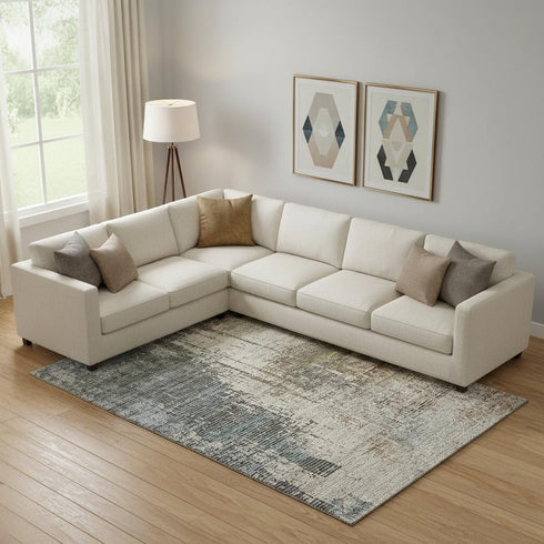 9' X 12' Beige Gray And Brown Abstract Washable Area Rug With UV Protection