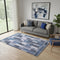 5' X 8' Blue And Ivory Southwestern Washable Area Rug With UV Protection