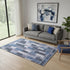 5' X 8' Blue And Ivory Southwestern Washable Area Rug With UV Protection
