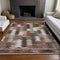 8' X 10' Chocolate Ivory And Rust Southwestern Washable Area Rug With UV Protection