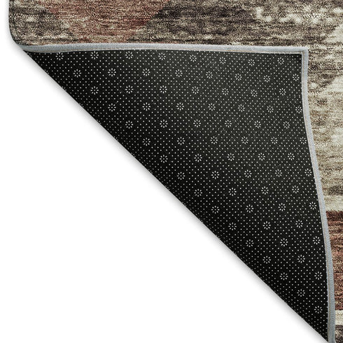 8' X 10' Chocolate Ivory And Rust Southwestern Washable Area Rug With UV Protection