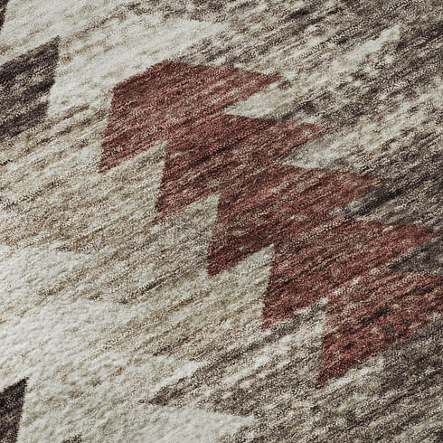8' X 10' Chocolate Ivory And Rust Southwestern Washable Area Rug With UV Protection