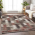 8' X 10' Chocolate Ivory And Rust Southwestern Washable Area Rug With UV Protection