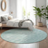 8' Aqua And Teal Abstract Washable Round Rug With UV Protection