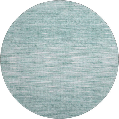 8' Aqua And Teal Abstract Washable Round Rug With UV Protection