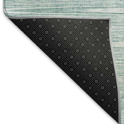 8' Aqua And Teal Abstract Washable Round Rug With UV Protection