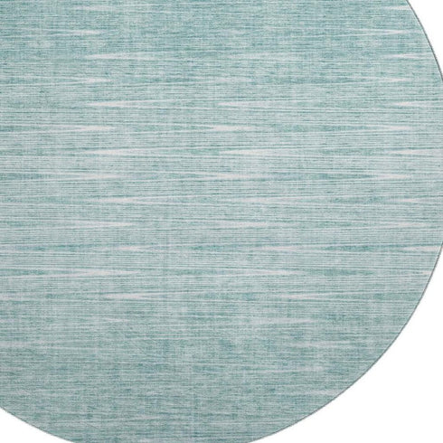 8' Aqua And Teal Abstract Washable Round Rug With UV Protection
