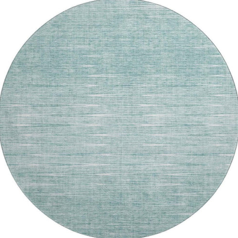 8' Aqua And Teal Abstract Washable Round Rug With UV Protection