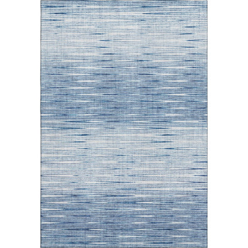 5' X 8' Blue And Ivory Abstract Washable Area Rug With UV Protection