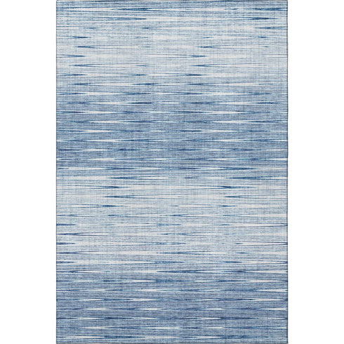 5' X 8' Blue And Ivory Abstract Washable Area Rug With UV Protection