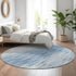 8' Blue And Ivory Abstract Washable Round Rug With UV Protection