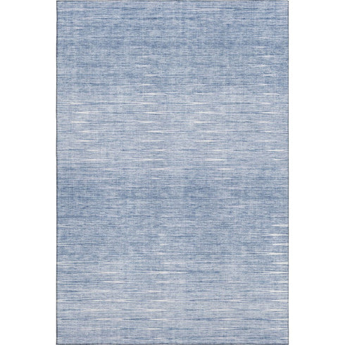5' X 8' Denim Blue And Ivory Abstract Washable Area Rug With UV Protection