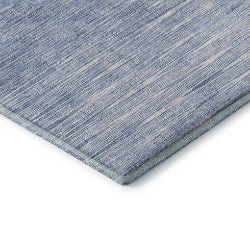 5' X 8' Denim Blue And Ivory Abstract Washable Area Rug With UV Protection