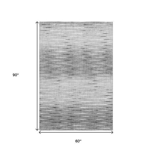 5' X 8' Gray And Silver Abstract Washable Area Rug With UV Protection