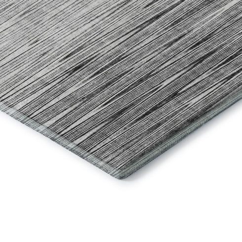 5' X 8' Gray And Silver Abstract Washable Area Rug With UV Protection
