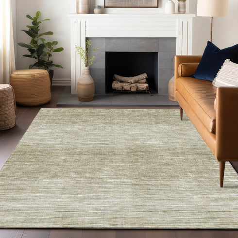 8' X 10' Khaki And Beige Abstract Washable Area Rug With UV Protection