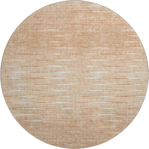 8' Salmon And Ivory Abstract Washable Round Rug With UV Protection