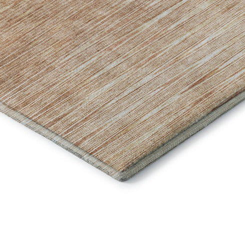 8' Salmon And Ivory Abstract Washable Round Rug With UV Protection