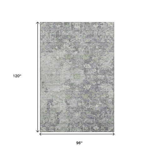 8' X 10' Plum And Purple Floral Washable Area Rug With UV Protection