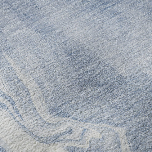 8' X 10' Blue And Ivory Abstract Washable Area Rug With UV Protection