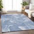 8' X 10' Blue And Ivory Abstract Washable Area Rug With UV Protection