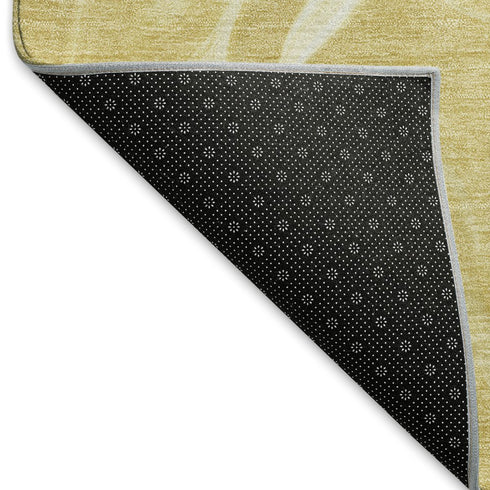 5' X 8' Gold And Ivory Abstract Washable Area Rug With UV Protection